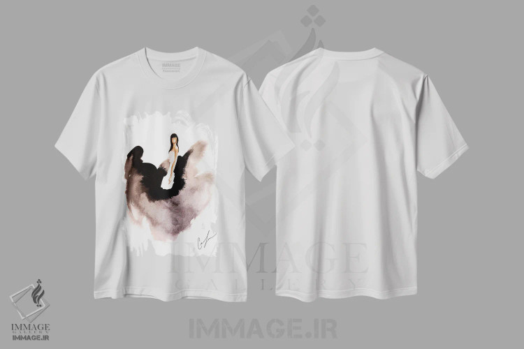تیشرت سفید طرح دار قوی سیاه، تزئینی اثر کلر تامپسون | فروشگاه ایماژ