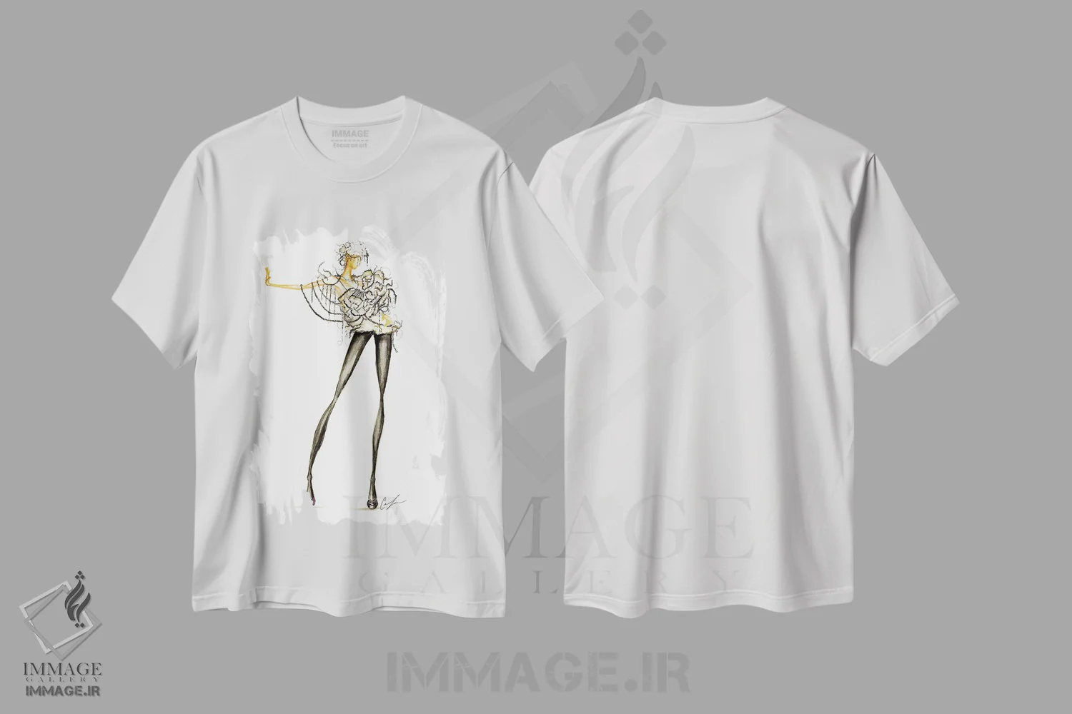تیشرت سفید طرح دار نور سیاه ۳، تزئینی اثر کلر تامپسون | immage.ir