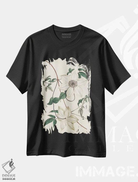 تیشرت مشکی طرح دار باغ عاجی ۲، تزئینی اثر کرتیس | فروشگاه ایماژ
