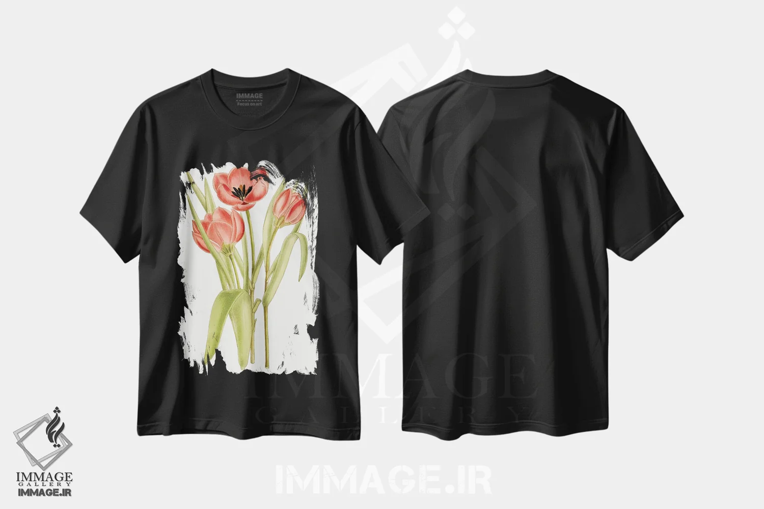 تیشرت مشکی طرح دار لاله های کرتیس ۷ اثر کرتیس | immage.ir