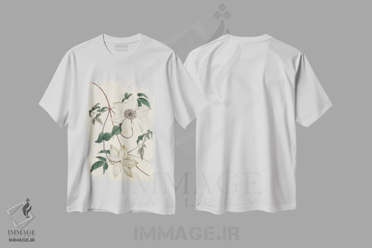 تیشرت سفید طرح دار باغ عاجی ۲، تزئینی اثر کرتیس | immage.ir