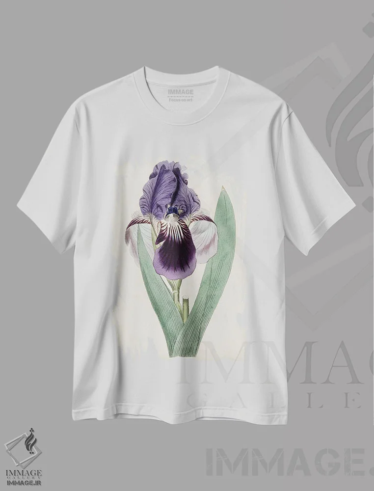 تیشرت سفید طرح دار گوهرهای باغ ۶، دکور معاصر اثر کرتیس | فروشگاه ایماژ