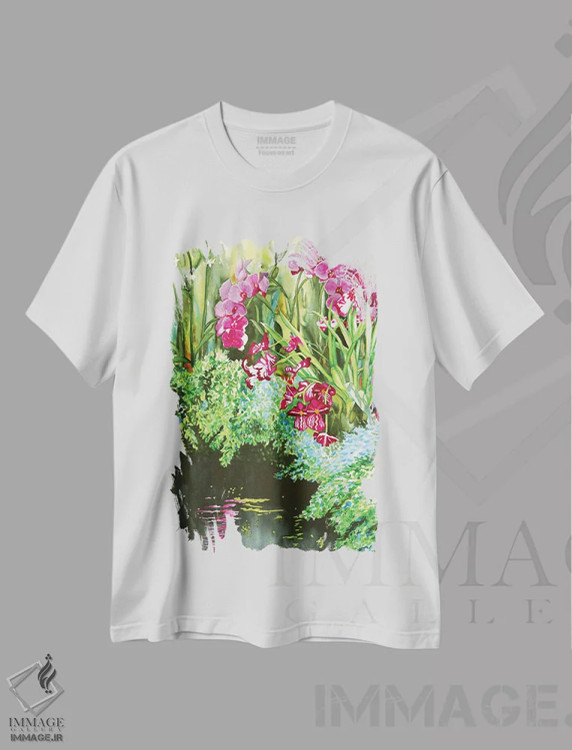 تیشرت سفید طرح دار شادی ارکیده، دکور معاصر اثر کریستین ریشو | immage.ir