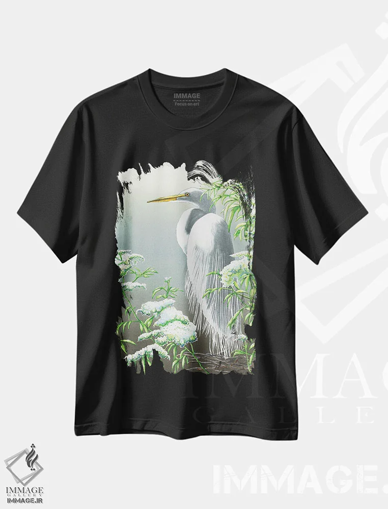 تیشرت مشکی طرح دار ظرافت سفید، دکور معاصر اثر کریستین ریشو | فروشگاه ایماژ