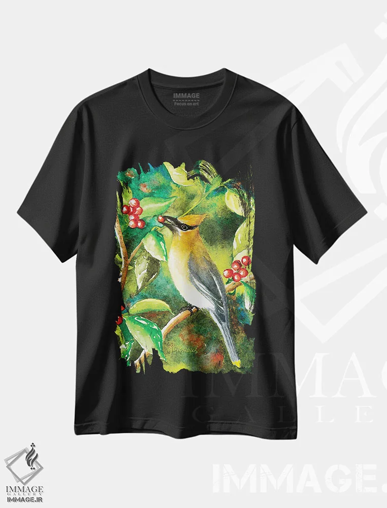 تیشرت مشکی طرح دار سدار واکس وینگ، تزئینی اثر کریستین ریشو | فروشگاه ایماژ