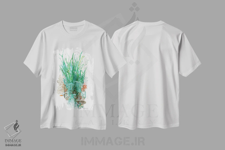 تیشرت سفید طرح دار گیاهان اعماق ۱، تزئینی اثر کریستین ریشو | immage.ir