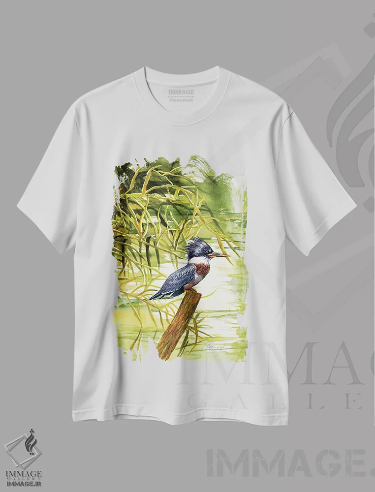 تیشرت سفید طرح دار بانوی ماهی خوار، تزئینی اثر کریستین ریشو | فروشگاه ایماژ