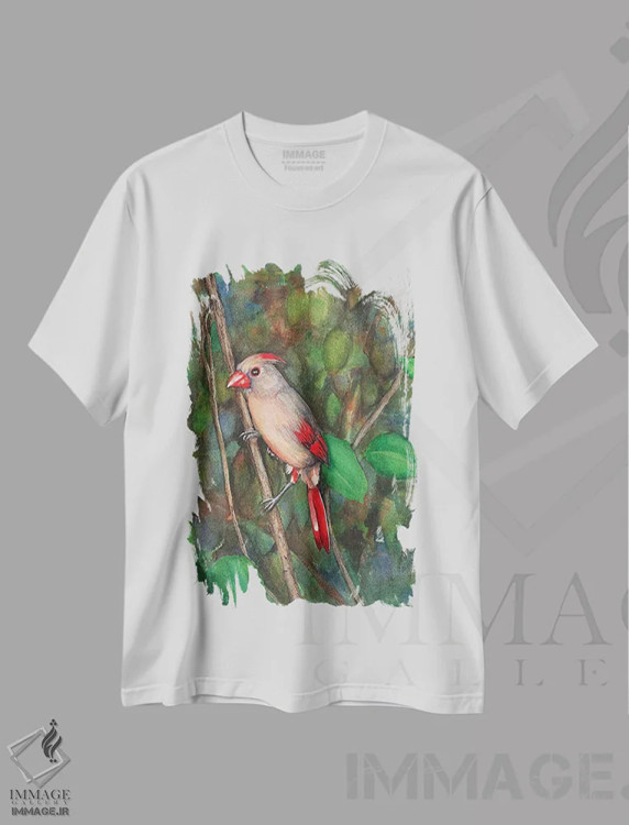 تیشرت سفید طرح دار خانم کاردینال، تزئینی اثر کریستین ریشو | immage.ir