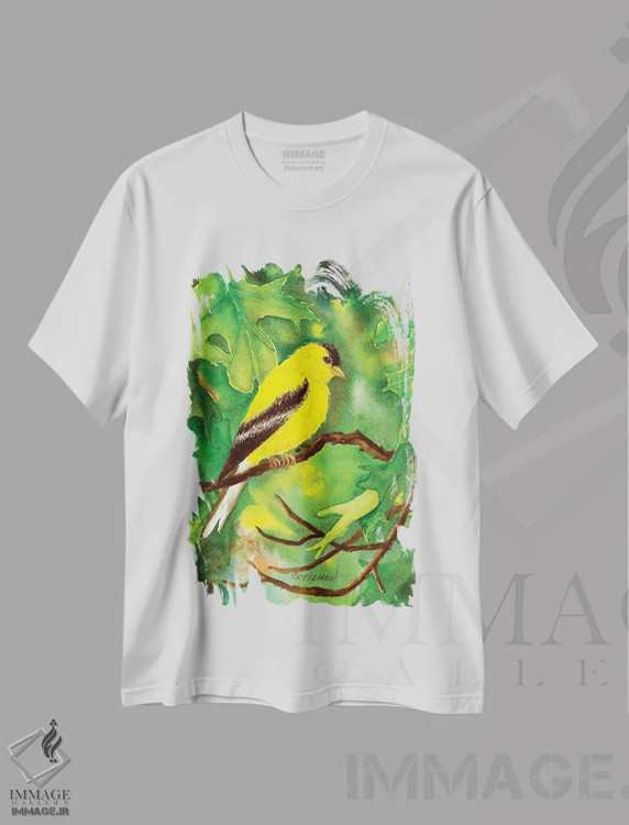 تیشرت سفید طرح دار زیستگاه درخت بلوط، تزئینی اثر کریستین ریشو | immage.ir