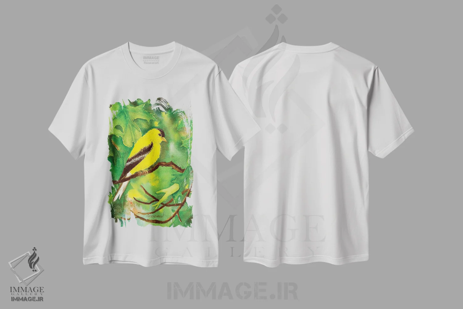 تیشرت سفید طرح دار زیستگاه درخت بلوط، تزئینی اثر کریستین ریشو | immage.ir