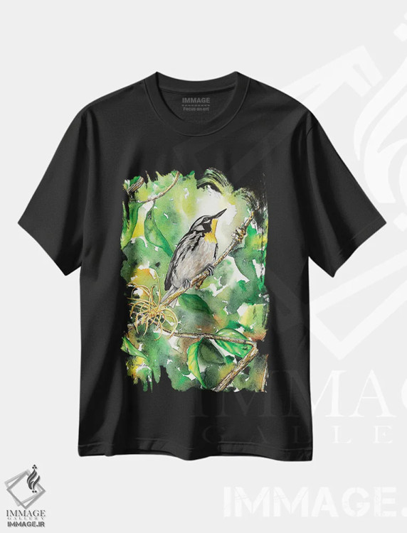 تیشرت مشکی طرح دار سسک حلقه زرد، تزئینی اثر کریستین ریشو | فروشگاه ایماژ