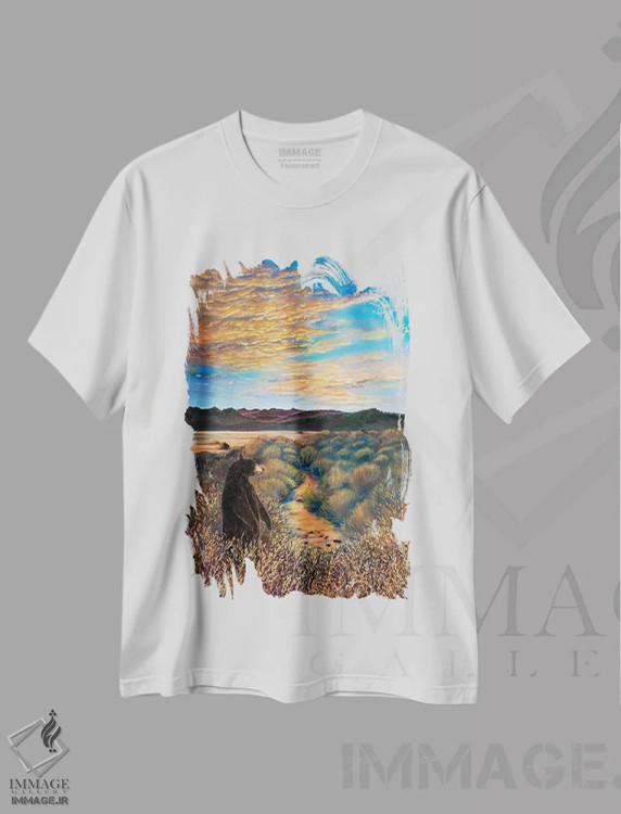 تیشرت سفید طرح دار نگاه به غرب در مارتیس، دکور معاصر اثر کتی مک کللند | فروشگاه ایماژ
