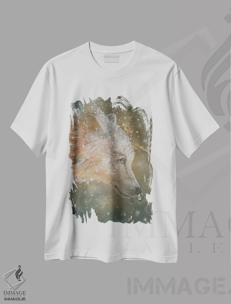 تیشرت سفید طرح دار گرگ ستاره ای، دکور کلبه و لژ اثر کتی مک کللند | فروشگاه ایماژ