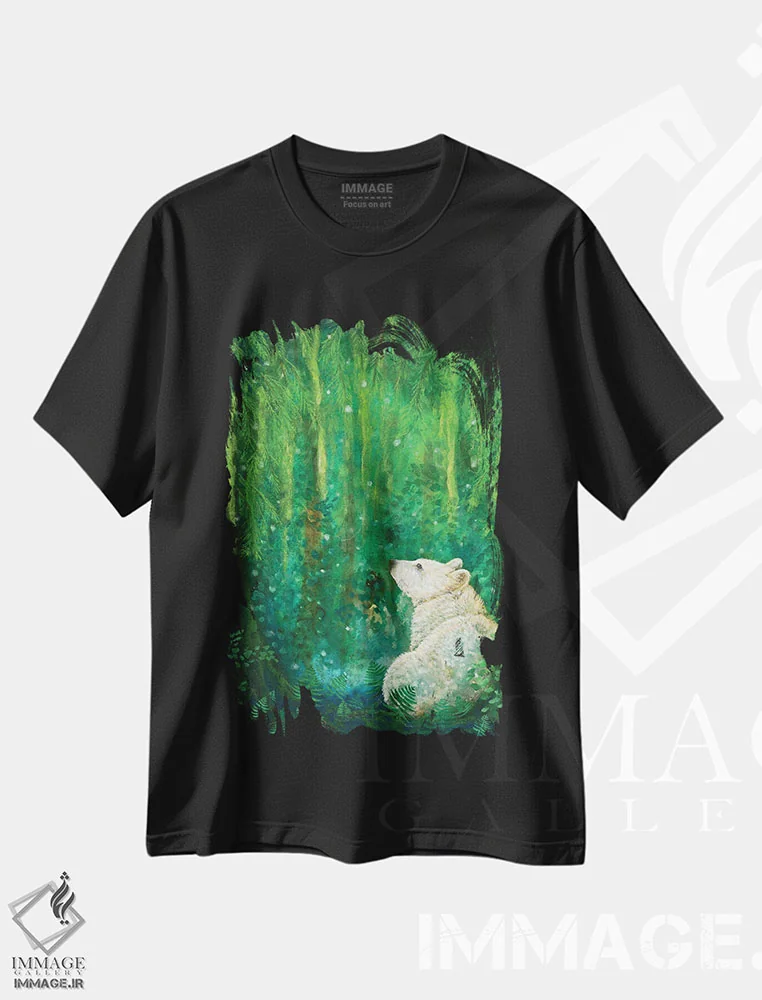 تیشرت مشکی طرح دار سرزمین خرس روح، دکور معاصر اثر کتی مک کللند | immage.ir