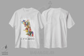 تیشرت سفید طرح دار دفتر کبریت شیکاگو، تزئینی اثر پیپر کاتز | فروشگاه ایماژ