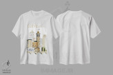 تیشرت سفید طرح دار نسخهٔ ویژهٔ افق کلیولند، تزئینی اثر پیپر کاتز | فروشگاه ایماژ