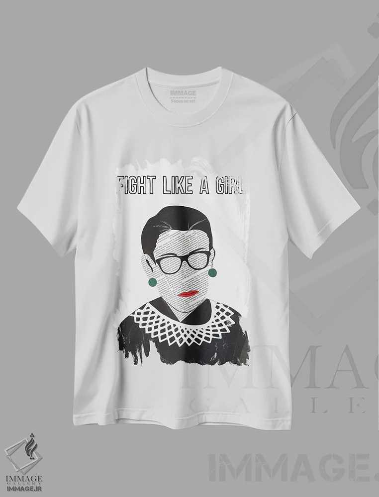 تیشرت سفید طرح دار آر.بی.جی: بجنگ مثل یک دختر، تزئینی اثر پیپر کاتز | فروشگاه ایماژ