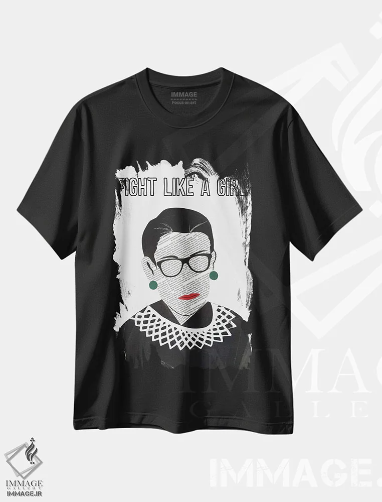 تیشرت مشکی طرح دار آر.بی.جی: بجنگ مثل یک دختر، تزئینی اثر پیپر کاتز | immage.ir