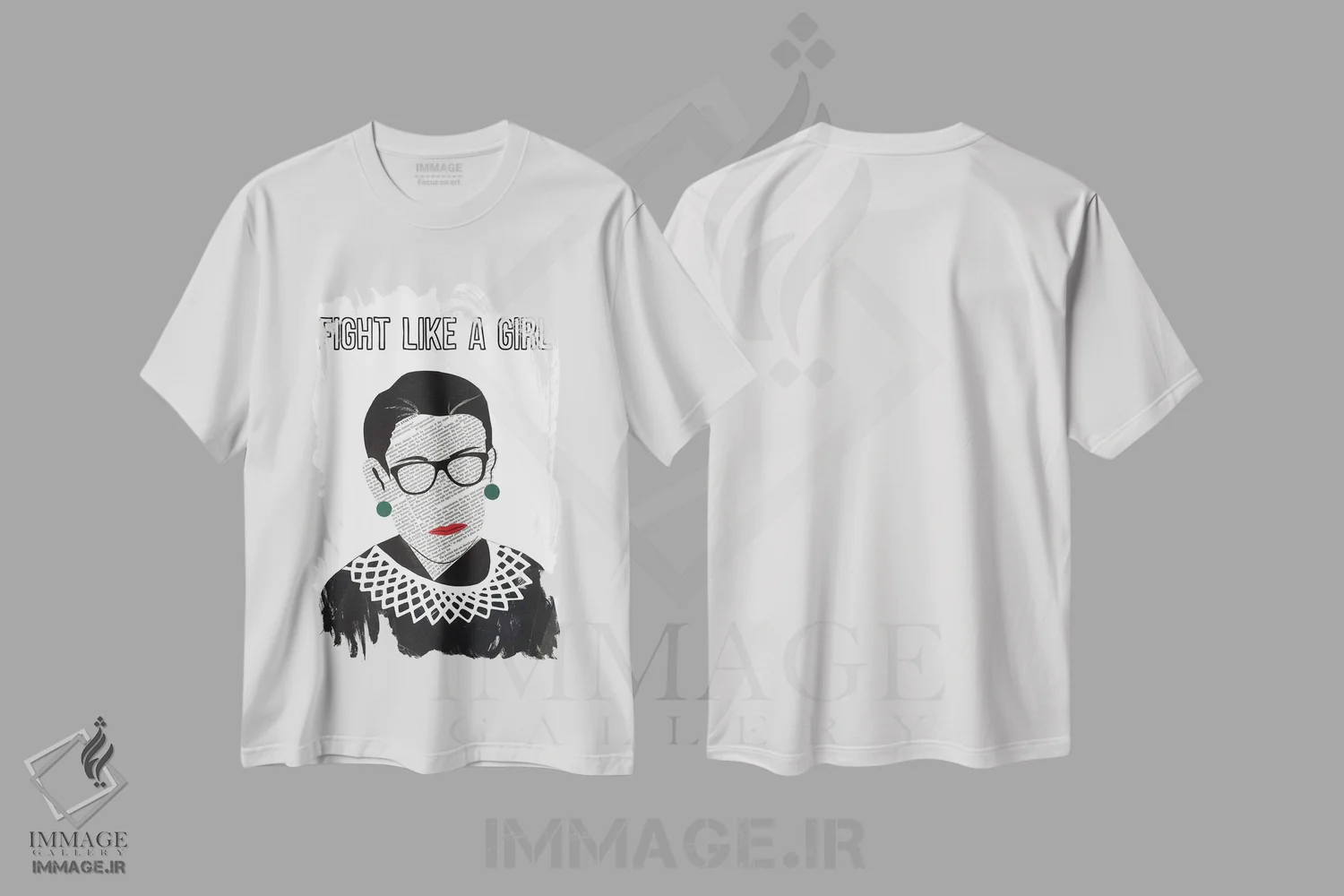 تیشرت سفید طرح دار آر.بی.جی: بجنگ مثل یک دختر، تزئینی اثر پیپر کاتز | فروشگاه ایماژ