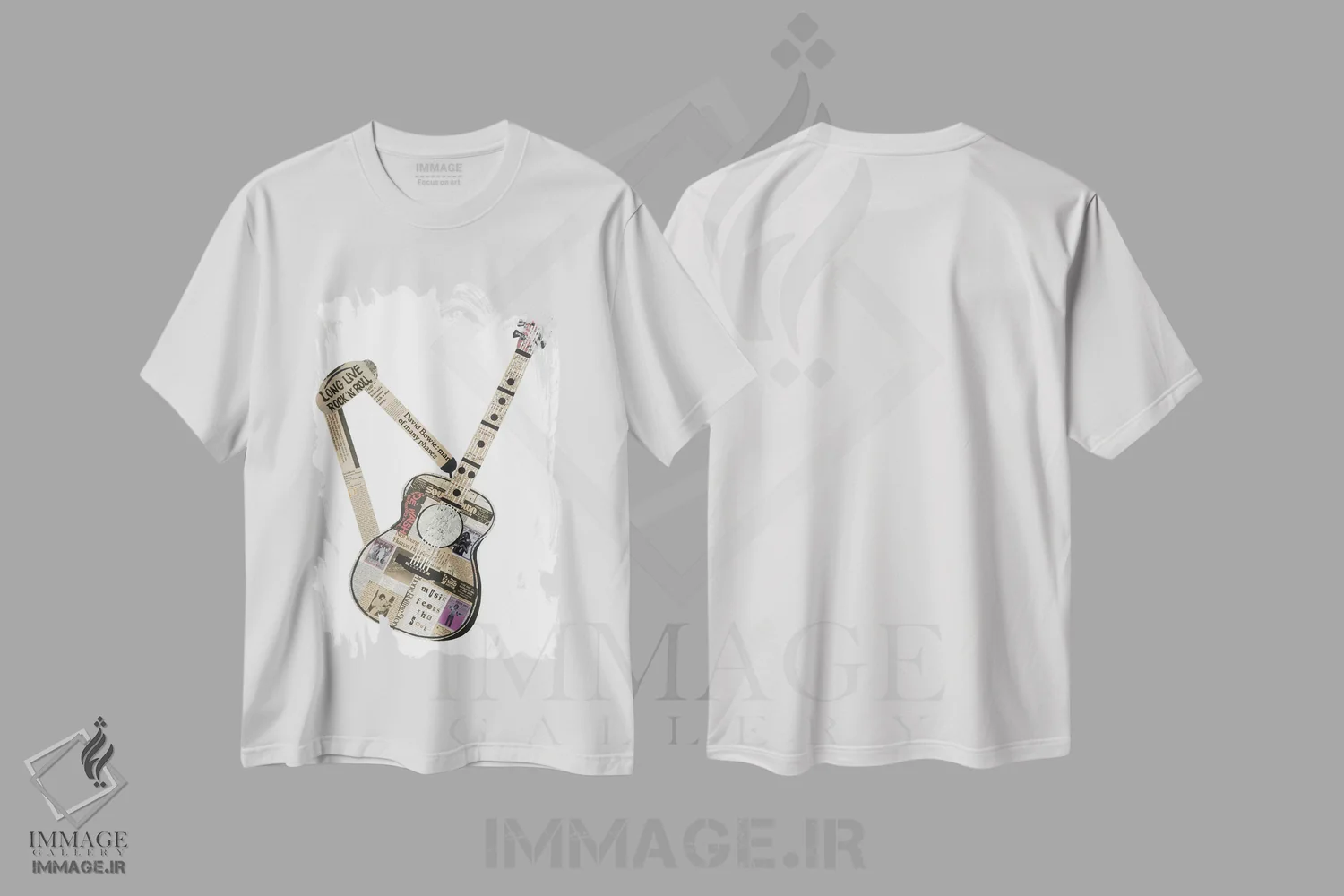تیشرت سفید طرح دار گیتار، تزئینی اثر پیپر کاتز | immage.ir