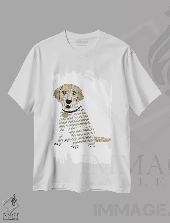 تیشرت سفید طرح دار لابرادور، مدیوم اثر پیپر کاتز | immage.ir