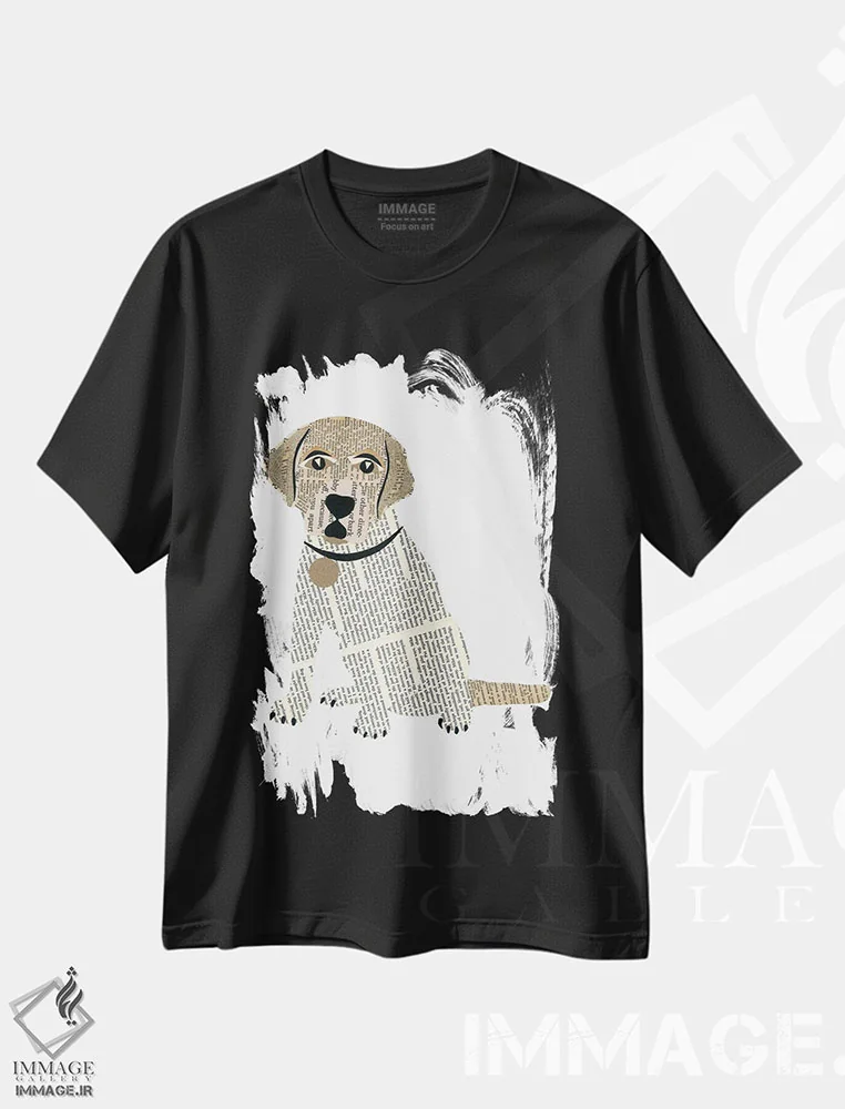 تیشرت مشکی طرح دار لابرادور، مدیوم اثر پیپر کاتز | فروشگاه ایماژ