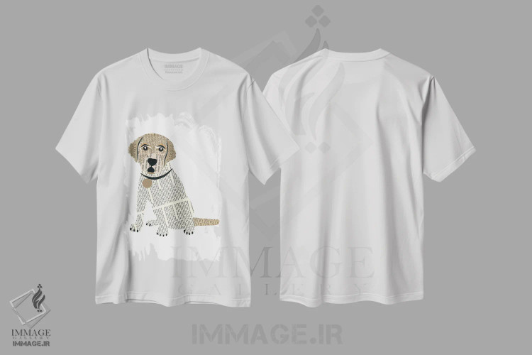 تیشرت سفید طرح دار لابرادور، مدیوم اثر پیپر کاتز | immage.ir