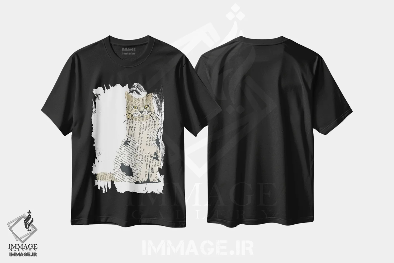 تیشرت مشکی طرح دار گربه، تزئینی اثر پیپر کاتز | immage.ir