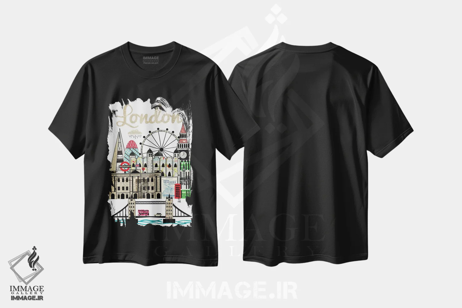 تیشرت مشکی طرح دار خط افق لندن، مدیوم اثر پیپر کاتز | فروشگاه ایماژ