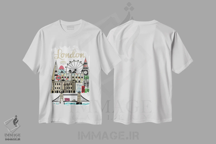 تیشرت سفید طرح دار خط افق لندن، مدیوم اثر پیپر کاتز | immage.ir