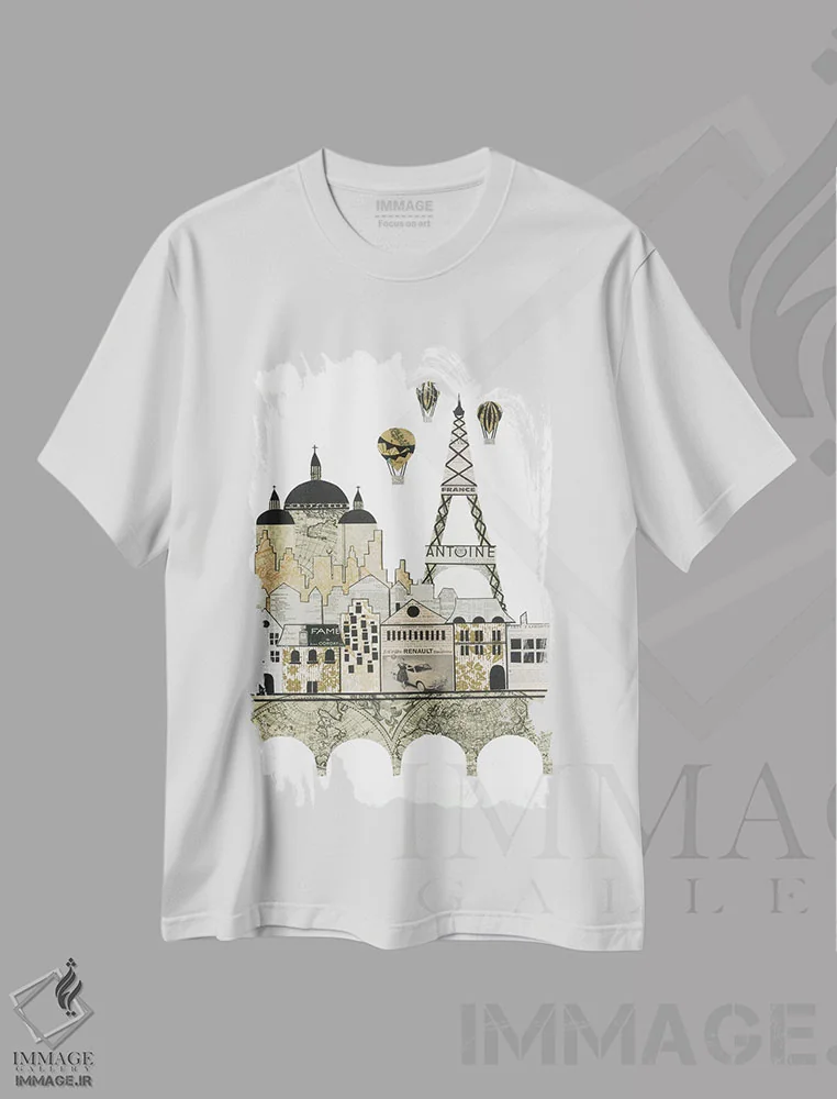 تیشرت سفید طرح دار پاریس، مدیوم اثر پیپر کاتز | immage.ir