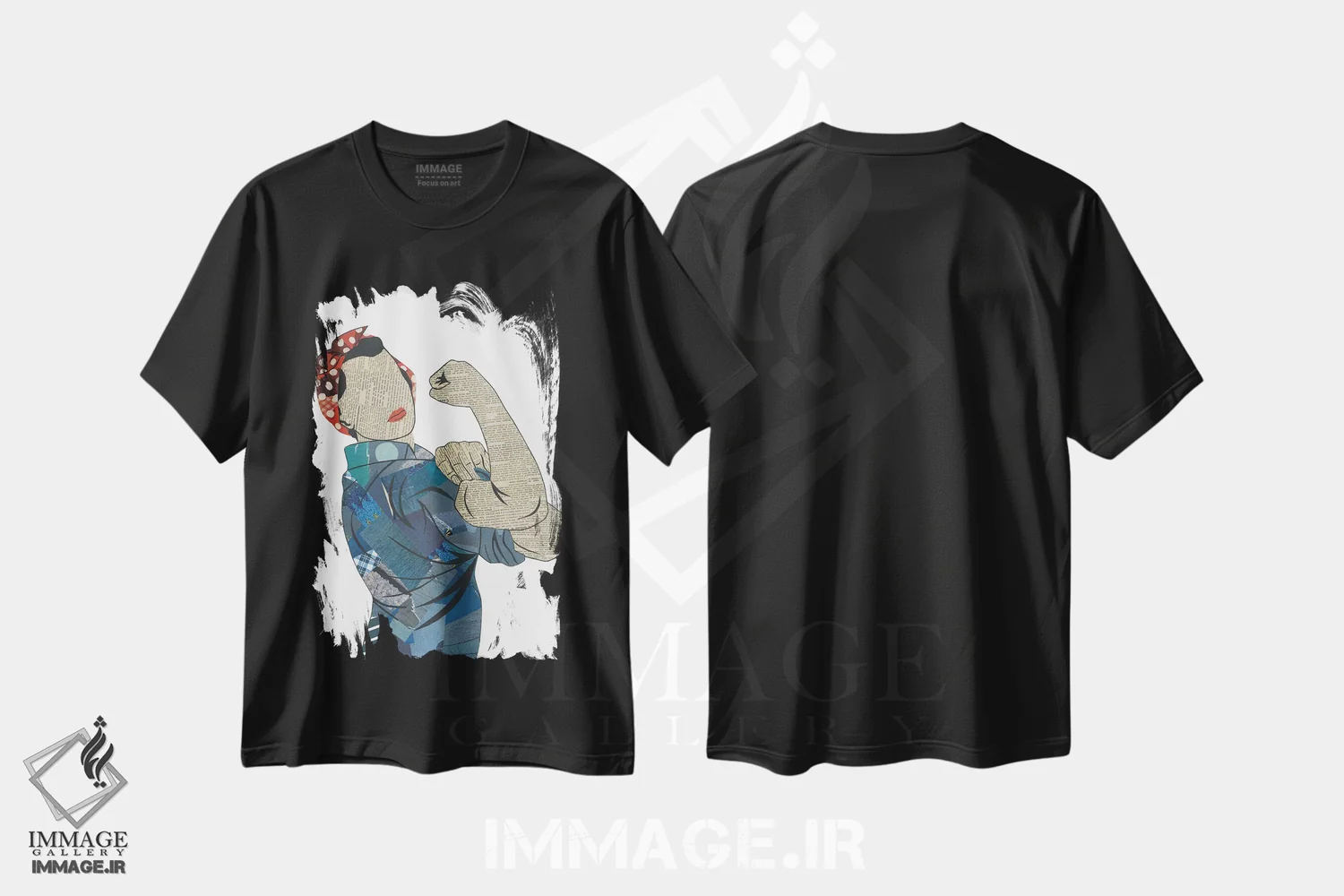 تیشرت مشکی طرح دار روزی پرچ کن، تزئینی اثر پیپر کاتز | immage.ir