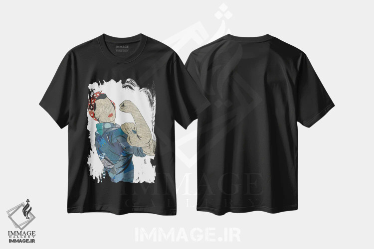 تیشرت مشکی طرح دار روزی پرچ کن، تزئینی اثر پیپر کاتز | immage.ir