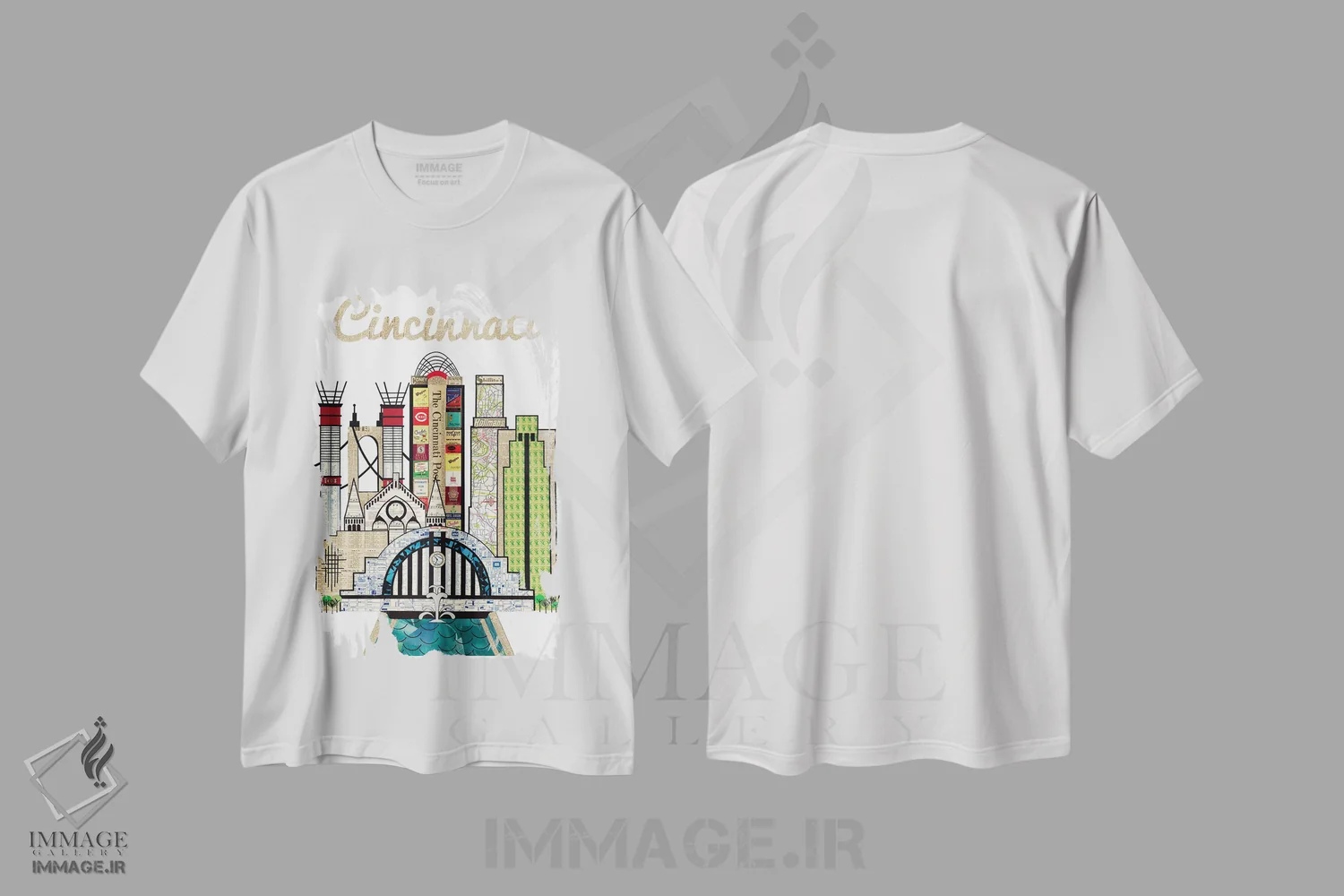 تیشرت سفید طرح دار خط افق عمودی سینسیناتی، تزئینی اثر پیپر کاتز | immage.ir