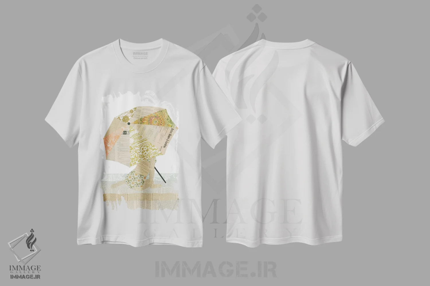 تیشرت سفید طرح دار بانوی ساحلی، دکور ساحلی اثر پیپر کاتز | immage.ir