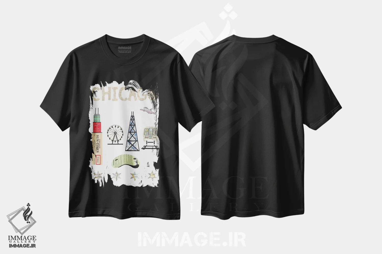 تیشرت مشکی طرح دار نمایشگاه شیکاگو، مدیوم اثر پیپر کاتز | immage.ir