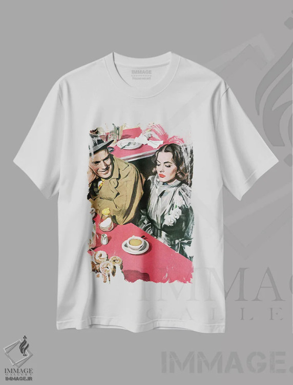 تیشرت سفید طرح دار بازگشت، دکور آمریکایی اثر آل پارکر | immage.ir