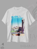 تیشرت سفید طرح دار سفر به آتن، هنر دیجیتال اثر سَتردی ایونینگ پُست | فروشگاه ایماژ