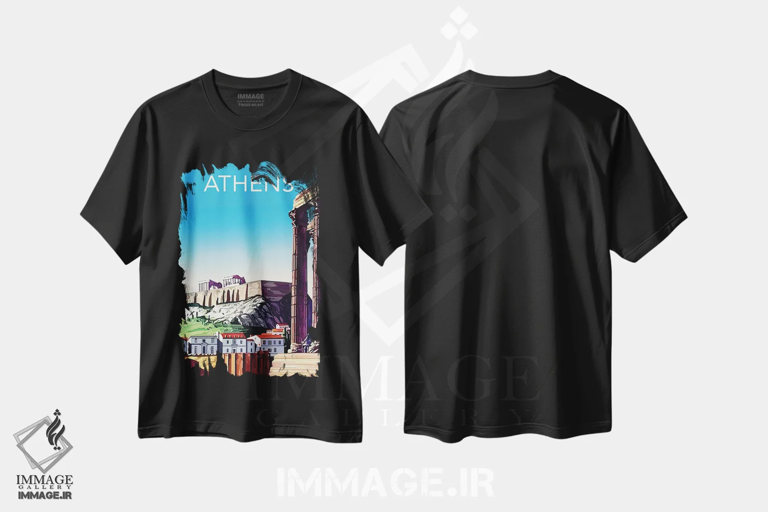 تیشرت مشکی طرح دار سفر به آتن، هنر دیجیتال اثر سَتردی ایونینگ پُست | immage.ir