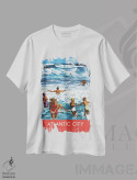 تیشرت سفید طرح دار سفر به سواحل آتلانتیک سیتی، هنر دیجیتال اثر سَتردی ایونینگ پُست | immage.ir