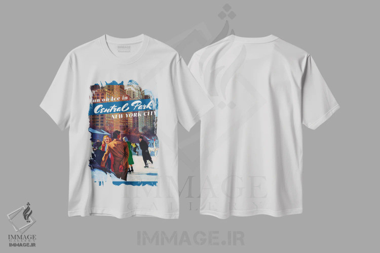 تیشرت سفید طرح دار سفر به سنترال پارک، هنر دیجیتال اثر سَتردی ایونینگ پُست | فروشگاه ایماژ