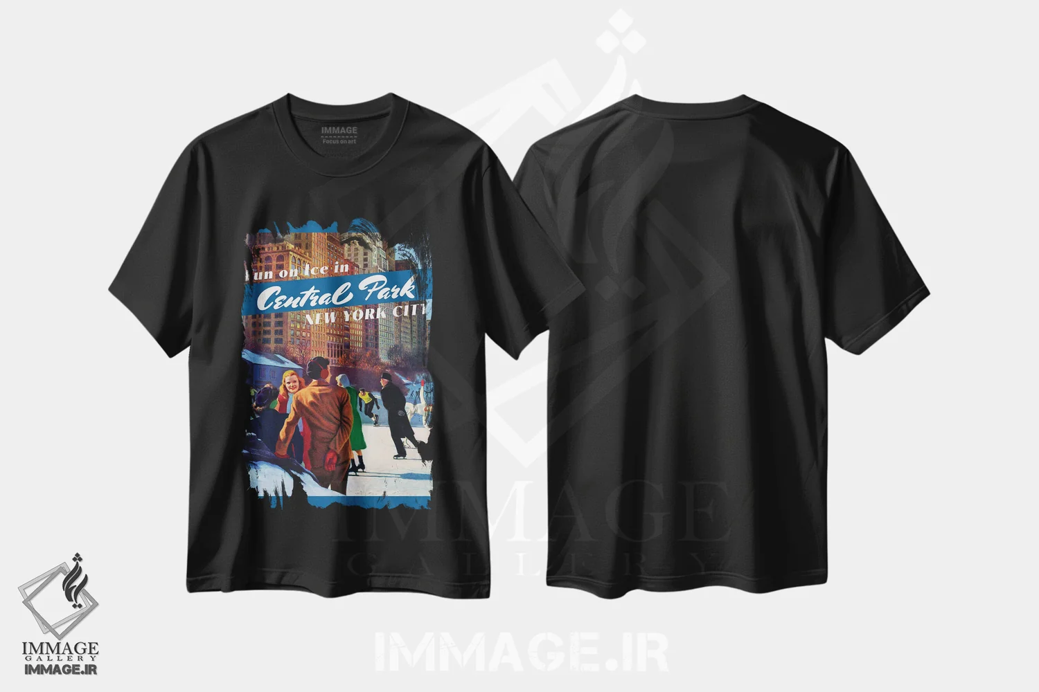 تیشرت مشکی طرح دار سفر به سنترال پارک، هنر دیجیتال اثر سَتردی ایونینگ پُست | immage.ir