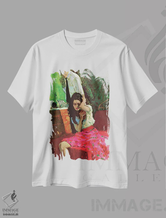 تیشرت سفید طرح دار امشب کدام آیین برگزار می شود؟، تزئینی اثر کوبی ویت مور | فروشگاه ایماژ