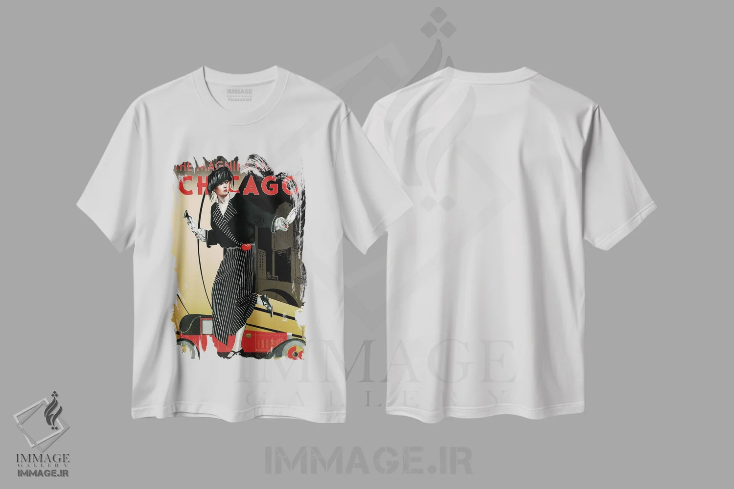 تیشرت سفید طرح دار سفر به شیکاگو، هنر دیجیتال اثر سَتردی ایونینگ پُست | immage.ir