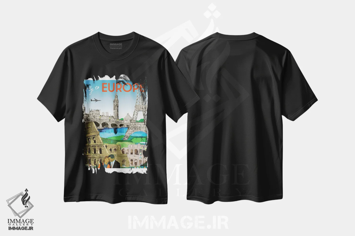 تیشرت مشکی طرح دار سفر به اروپا، هنر دیجیتال اثر سَتردی ایونینگ پُست | immage.ir