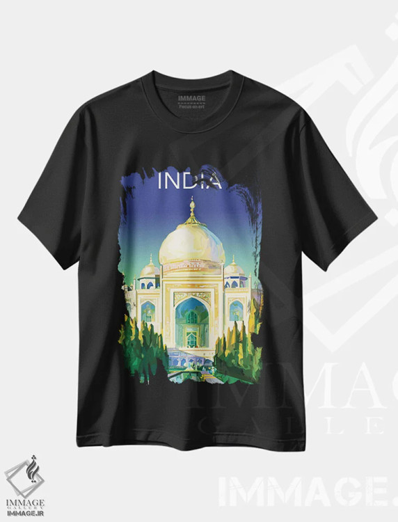 تیشرت مشکی طرح دار سفر به هند، هنر دیجیتال اثر سَتردی ایونینگ پُست | فروشگاه ایماژ