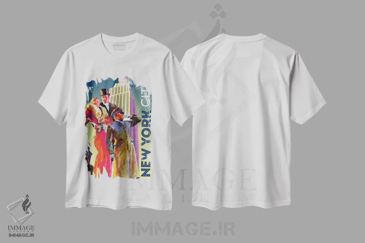 تیشرت سفید طرح دار سفر به نیویورک، هنر دیجیتال اثر سَتردی ایونینگ پُست | فروشگاه ایماژ