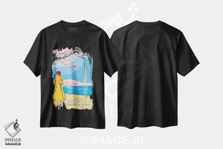 تیشرت مشکی طرح دار سفر به واشینگتن دی سی، هنر دیجیتال اثر سَتردی ایونینگ پُست | immage.ir