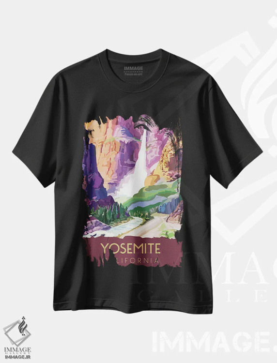 تیشرت مشکی طرح دار سفر به یوسیمیتی، هنر دیجیتال اثر سَتردی ایونینگ پُست | immage.ir