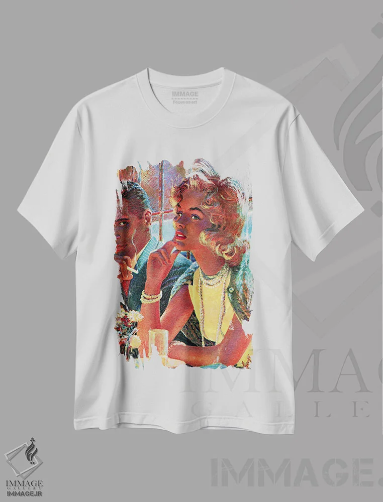 تیشرت سفید طرح دار تغییر محبت، دکور آمریکایی اثر ادوین جورجی | فروشگاه ایماژ